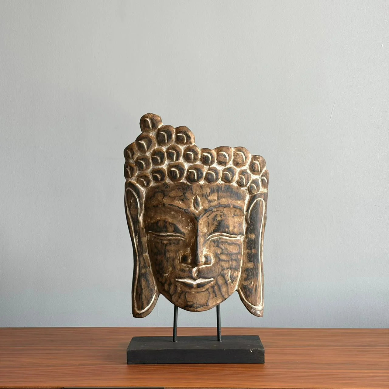 Handcrafted Wooden Buddha Face Decor
