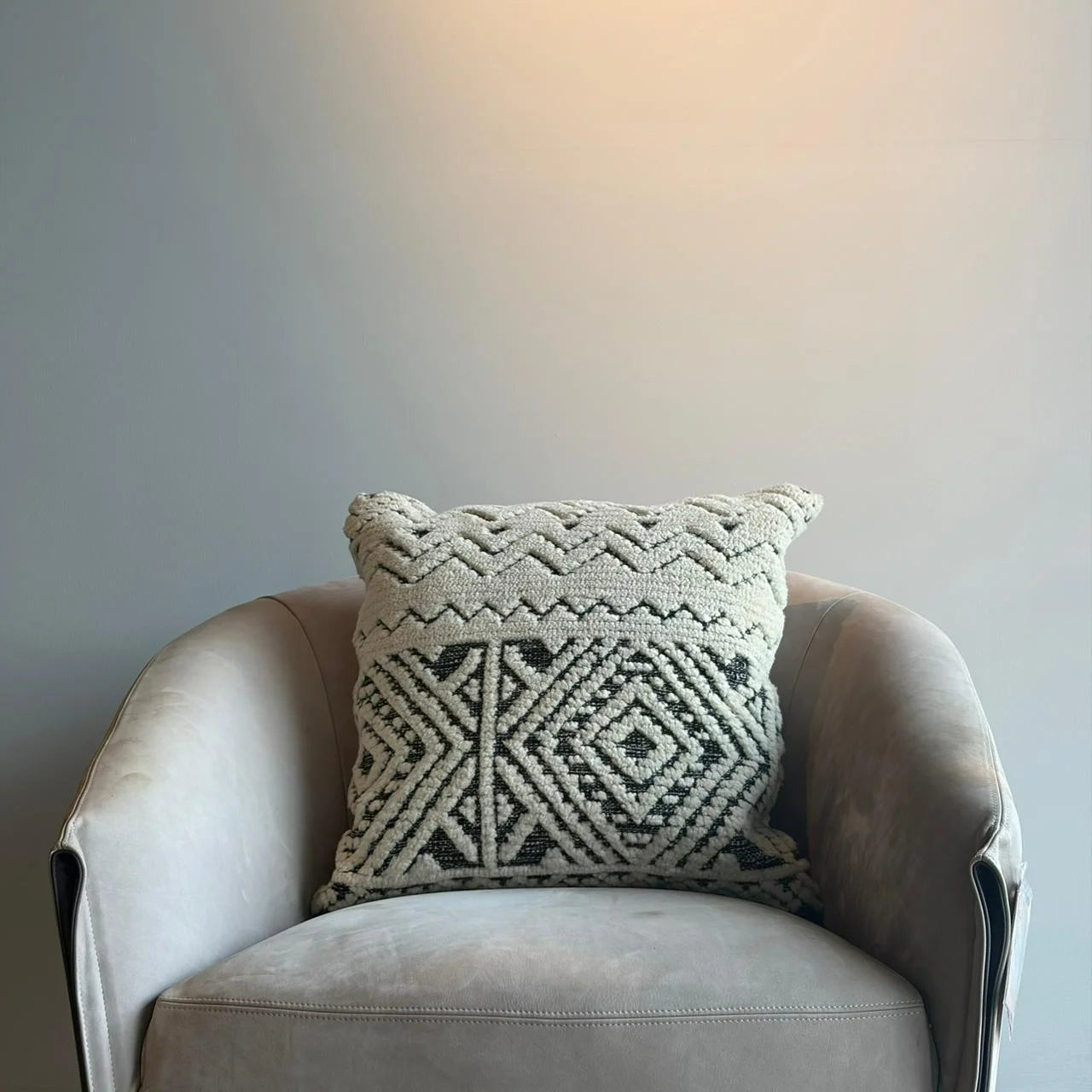 Embroidered Throw Pillow – Ivory & Graphite