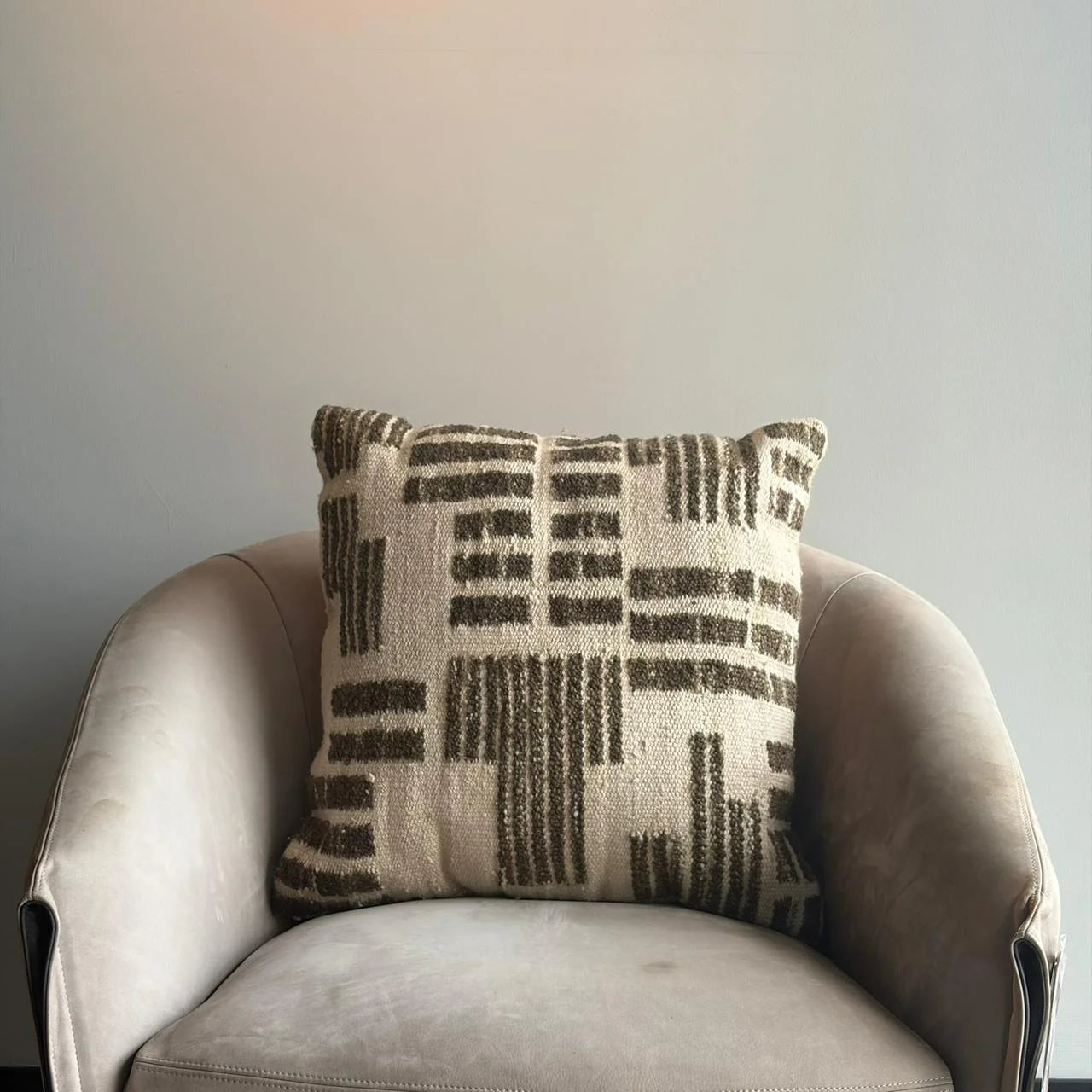 Embroidered Throw Pillow – Sand Olive