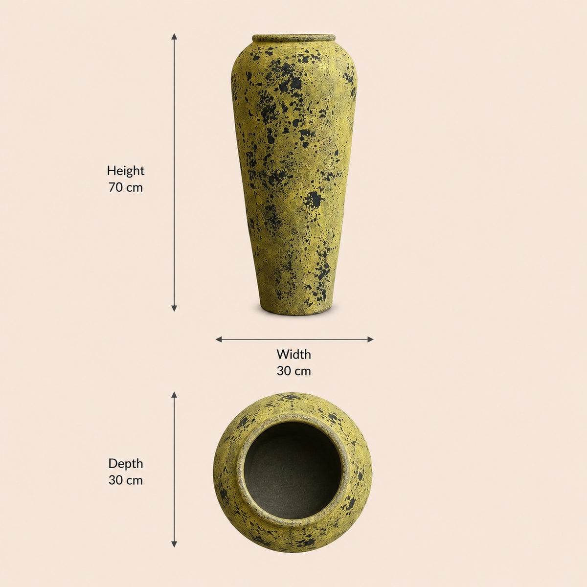 Tall Terracotta Pot – Yellow Speckled
