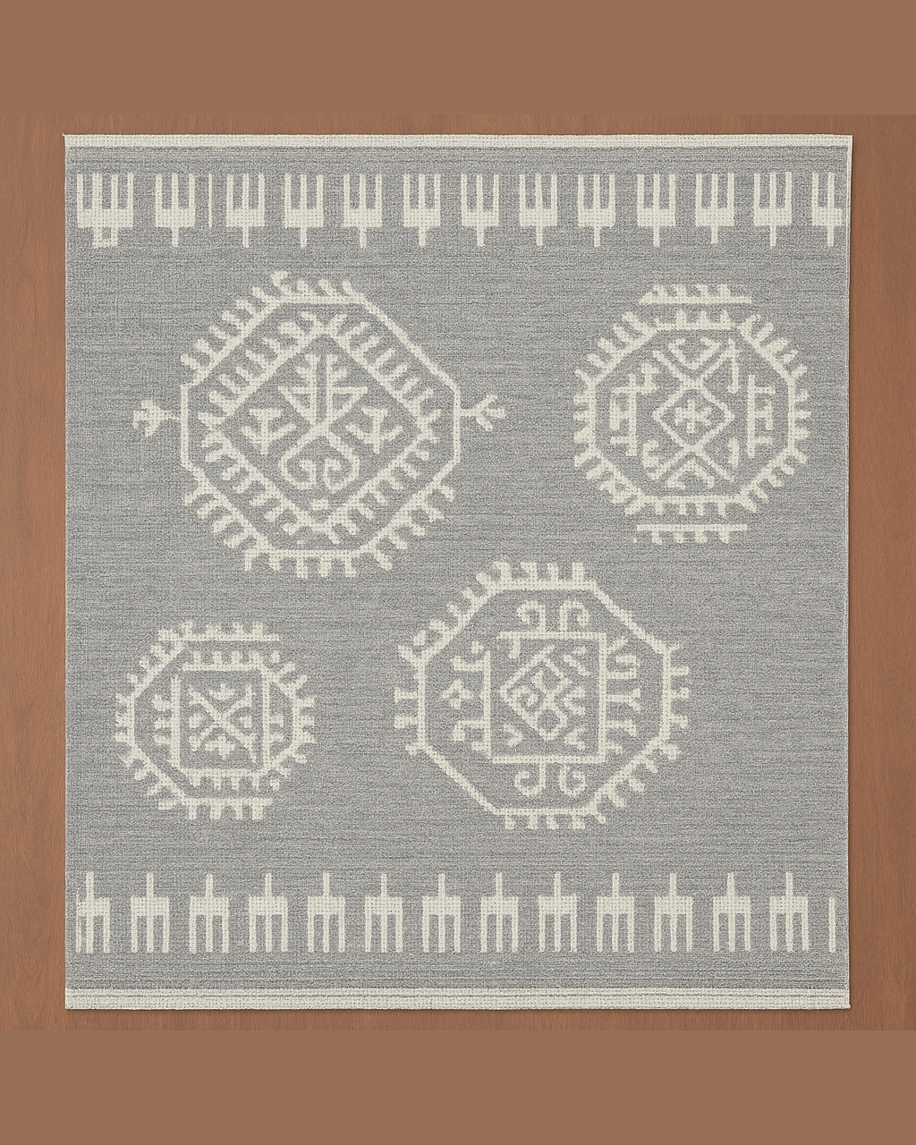 IVORY SILVER WOOL RUG