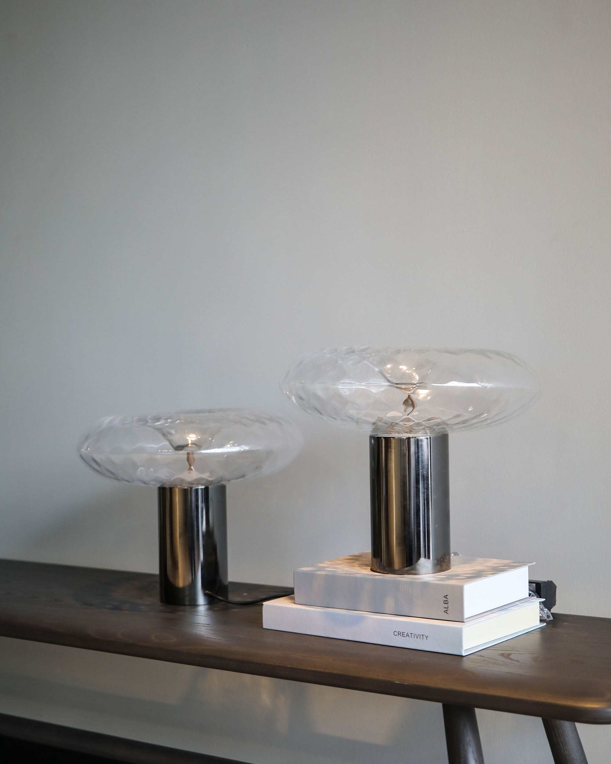 Glass & Carbon Steel Table Lamp