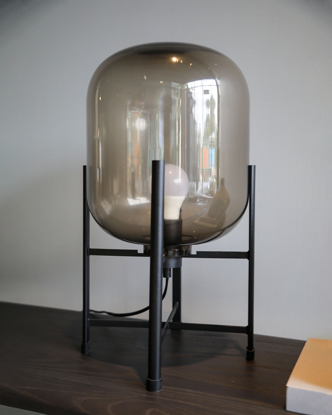 Glass & Carbon Steel Statement Table Lamp