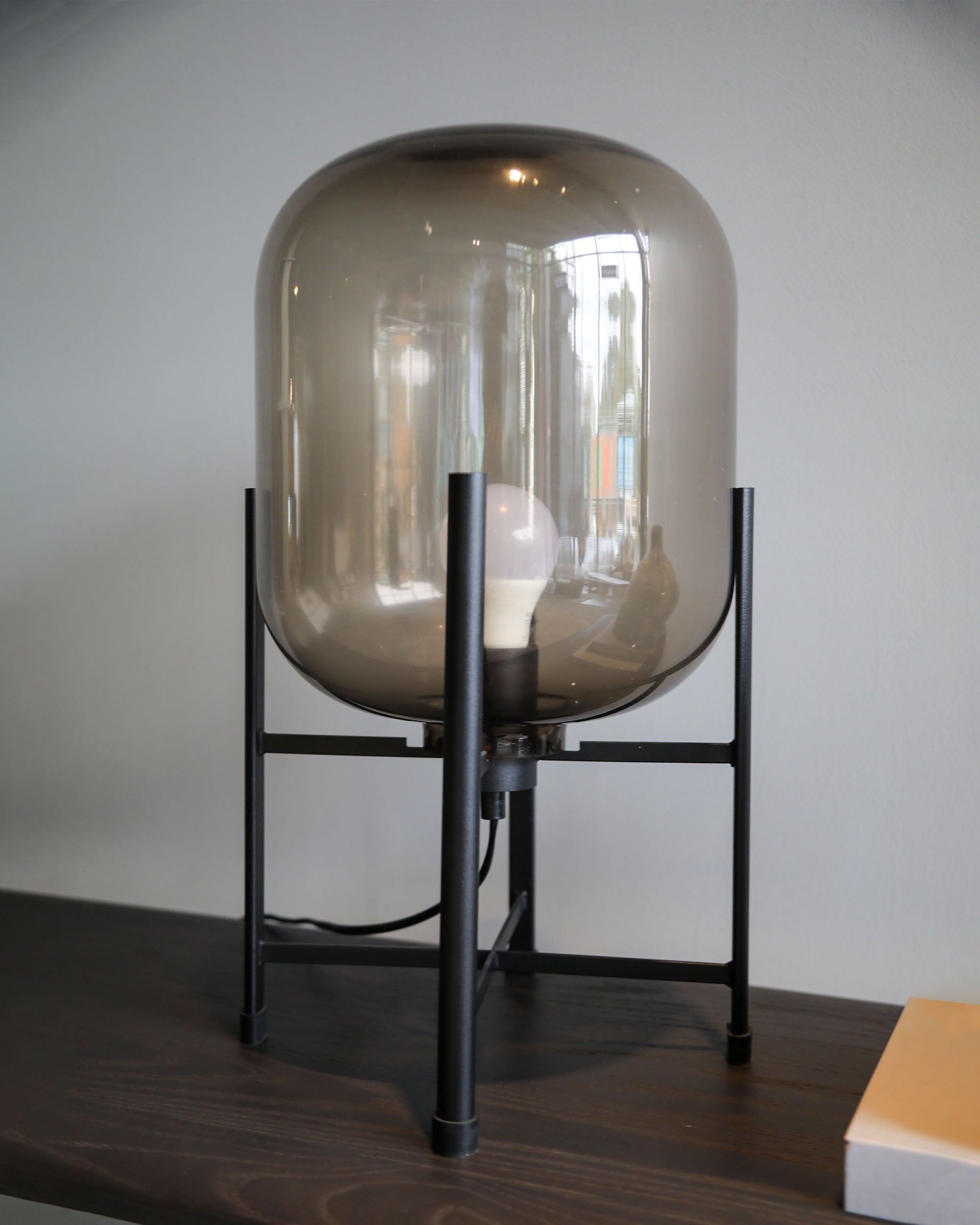 Glass & Carbon Steel Statement Table Lamp